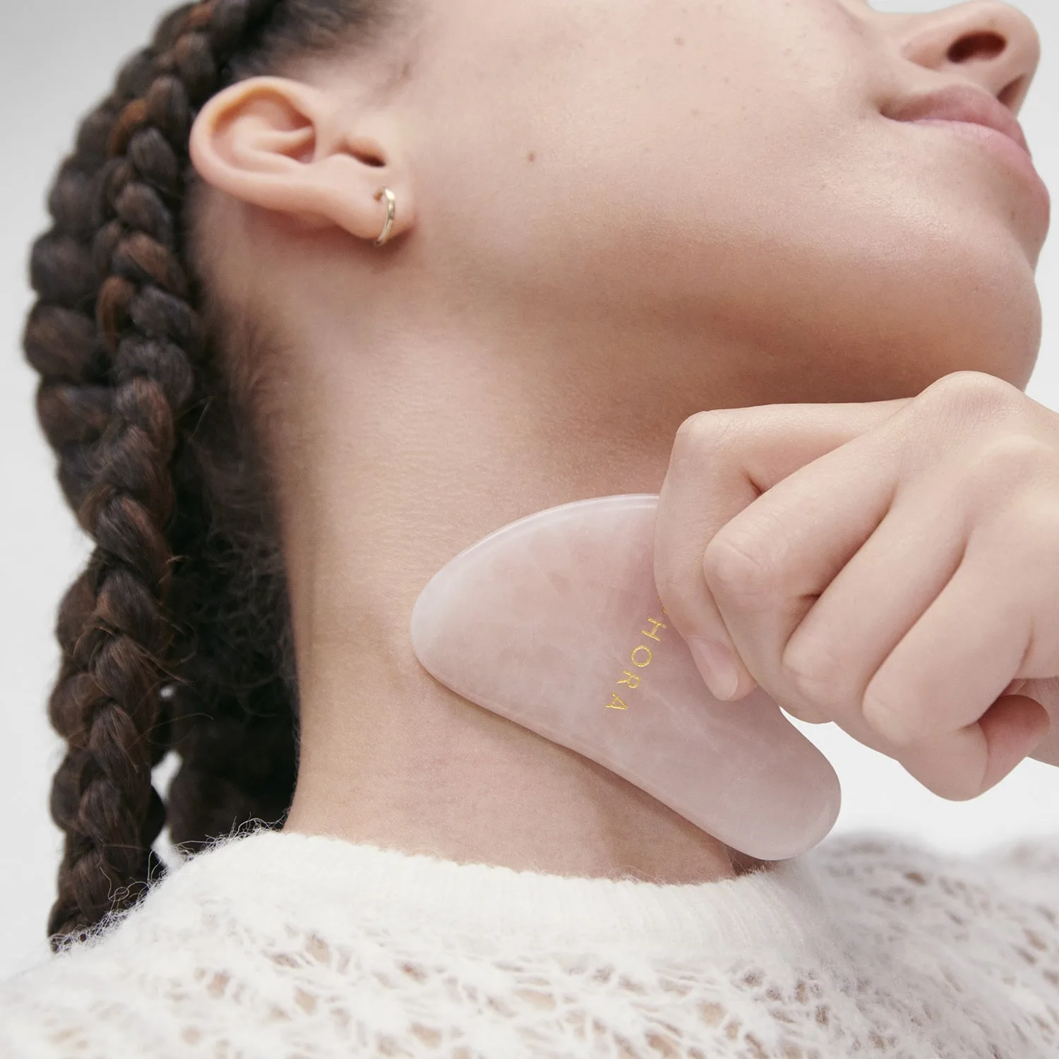 gua sha quartz rose - yüz ve boyun masaj taşı