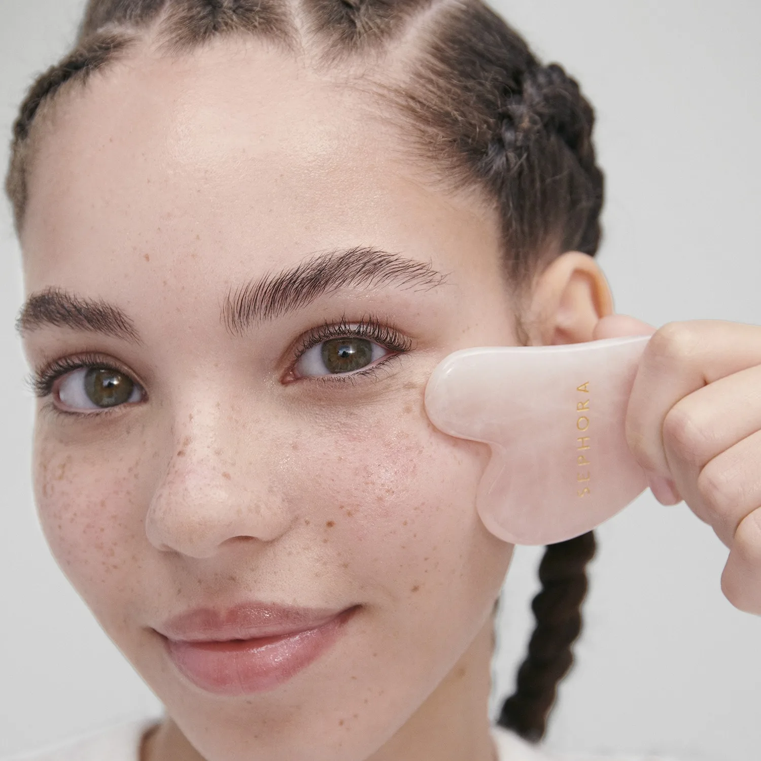 gua sha quartz rose - yüz ve boyun masaj taşı