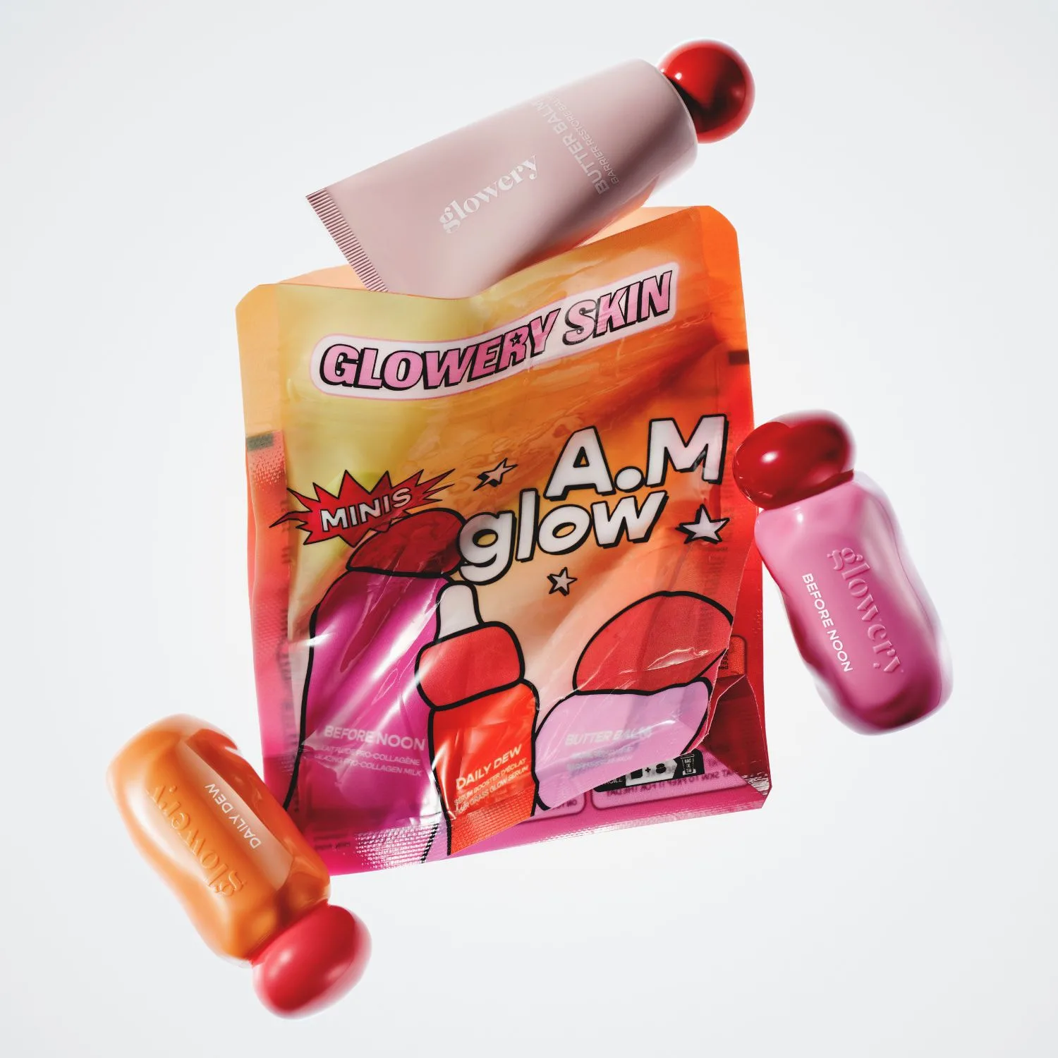 minis a.m. glow-cilt bariyeri güçlendirici rutin üçlü