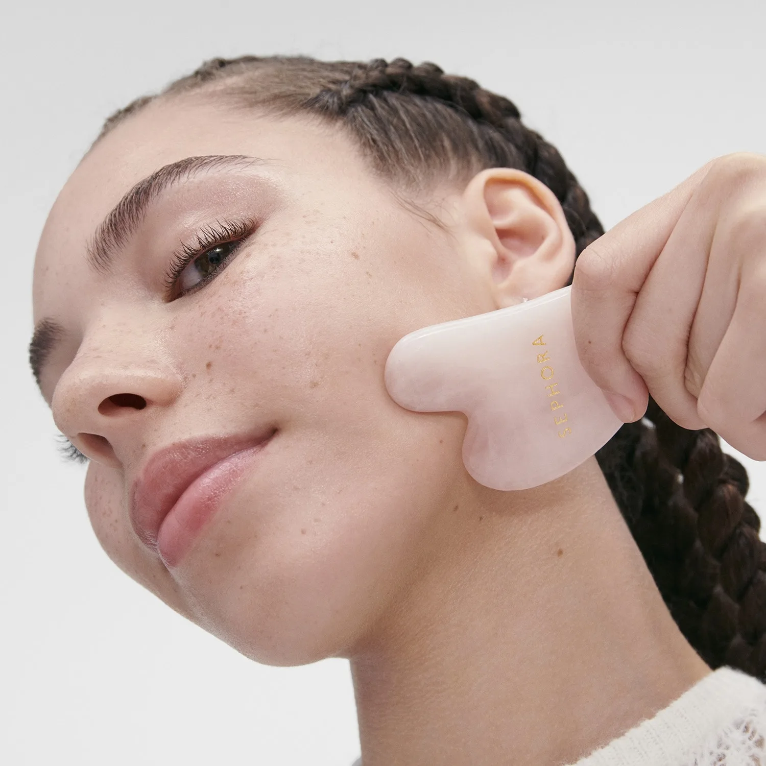 gua sha quartz rose - yüz ve boyun masaj taşı